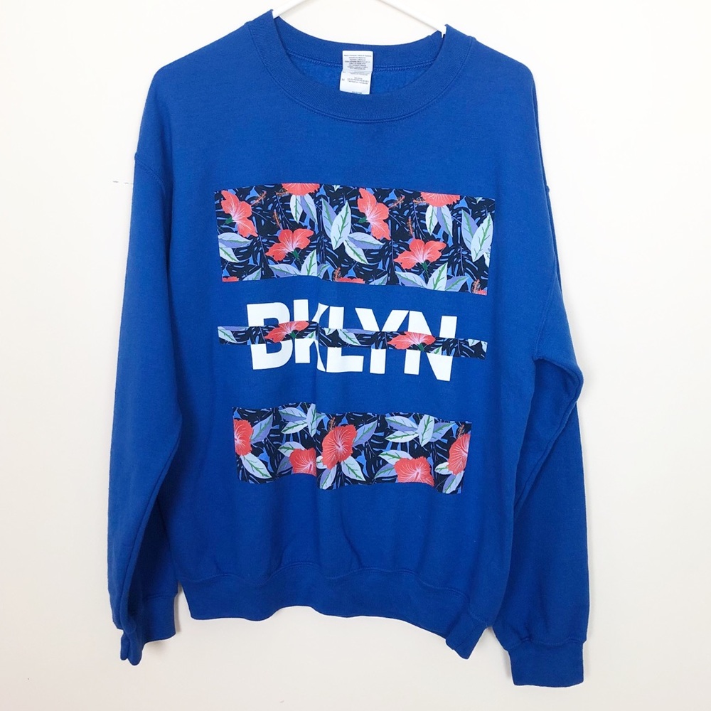 Brooklyn Floral Blue Women's BKLYN Crew Sweatshirt Size M